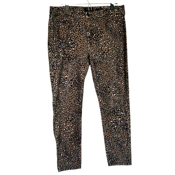 Jen 7 x 7 for All Mankind Leopard Print Skinny Ankle Jeans Wmns Sz 12 Punk Glam - Picture 1 of 7